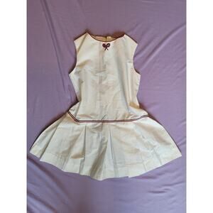 Vintage 70s David Crystal Sunflowers Tennis Dress White Pleated Mod Preppy M